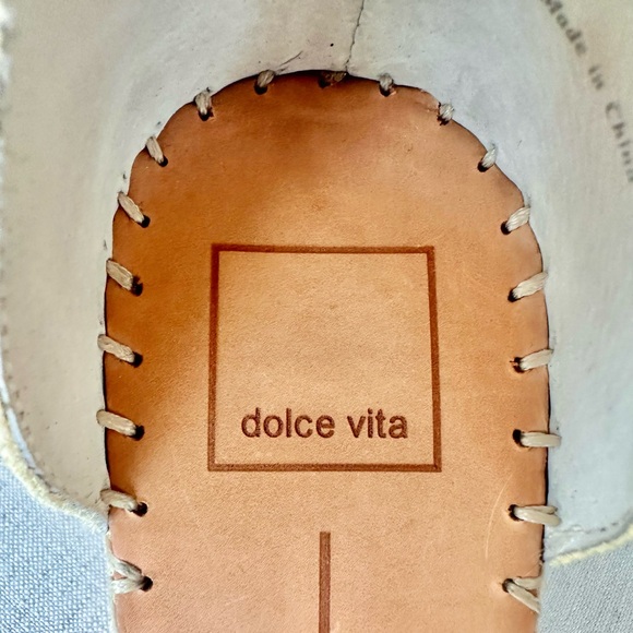 Dolce Vita Cream Leather Espadrille Wedge Sandals Ankle Strap Size 8 - Picture 4 of 8